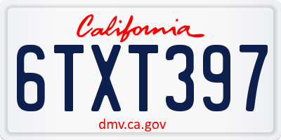 CA license plate 6TXT397