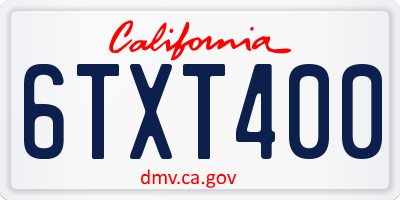 CA license plate 6TXT400