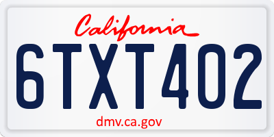 CA license plate 6TXT402