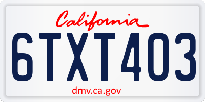 CA license plate 6TXT403