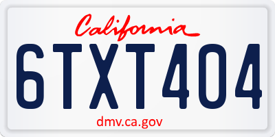 CA license plate 6TXT404