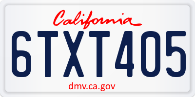 CA license plate 6TXT405