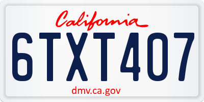 CA license plate 6TXT407