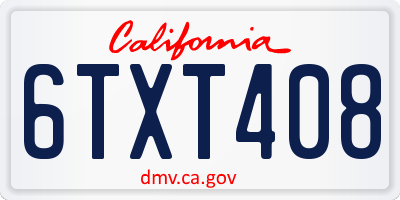 CA license plate 6TXT408