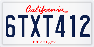 CA license plate 6TXT412