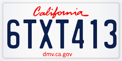 CA license plate 6TXT413