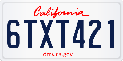 CA license plate 6TXT421
