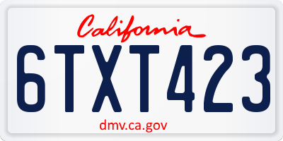 CA license plate 6TXT423