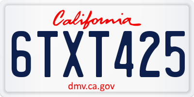CA license plate 6TXT425
