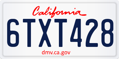 CA license plate 6TXT428