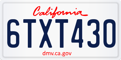 CA license plate 6TXT430