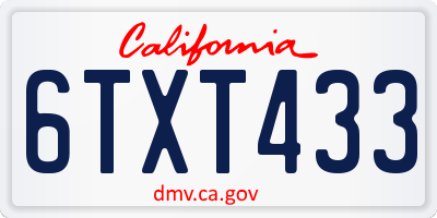 CA license plate 6TXT433