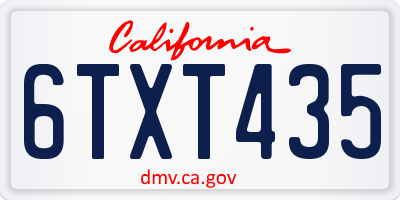 CA license plate 6TXT435