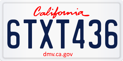 CA license plate 6TXT436