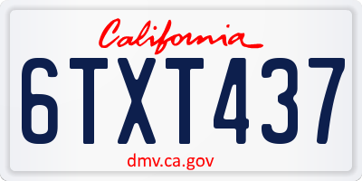 CA license plate 6TXT437
