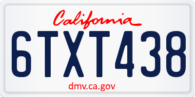 CA license plate 6TXT438