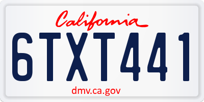 CA license plate 6TXT441