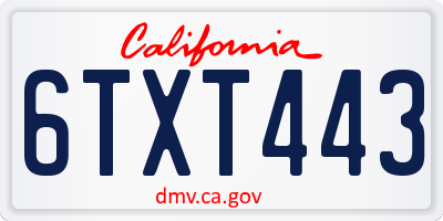 CA license plate 6TXT443
