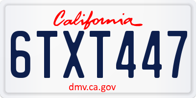 CA license plate 6TXT447