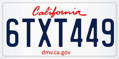 CA license plate 6TXT449