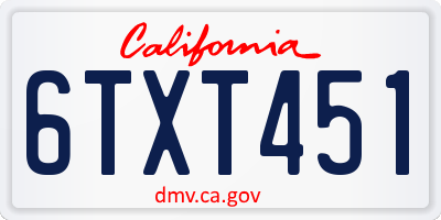 CA license plate 6TXT451