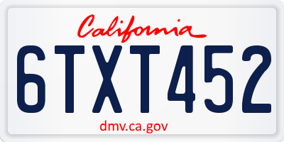 CA license plate 6TXT452