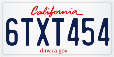CA license plate 6TXT454