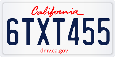CA license plate 6TXT455