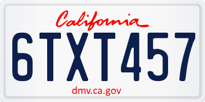 CA license plate 6TXT457