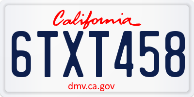 CA license plate 6TXT458