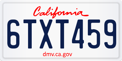 CA license plate 6TXT459