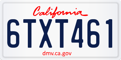 CA license plate 6TXT461