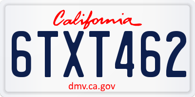 CA license plate 6TXT462