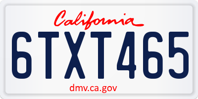 CA license plate 6TXT465
