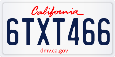 CA license plate 6TXT466
