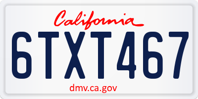 CA license plate 6TXT467