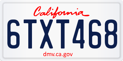 CA license plate 6TXT468