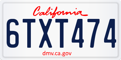CA license plate 6TXT474