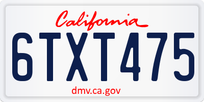 CA license plate 6TXT475