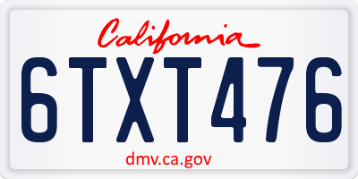 CA license plate 6TXT476