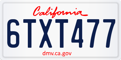 CA license plate 6TXT477