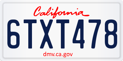 CA license plate 6TXT478