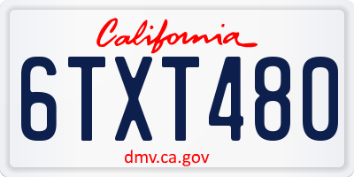 CA license plate 6TXT480
