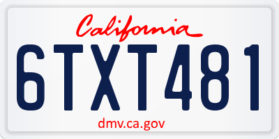 CA license plate 6TXT481