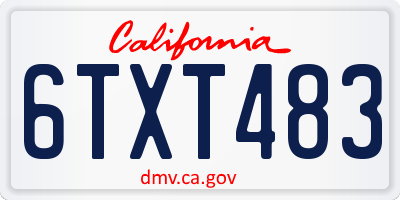 CA license plate 6TXT483