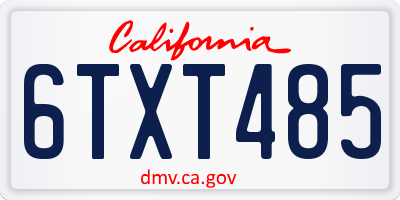 CA license plate 6TXT485