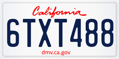CA license plate 6TXT488