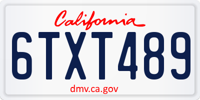 CA license plate 6TXT489