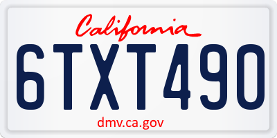 CA license plate 6TXT490