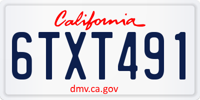 CA license plate 6TXT491